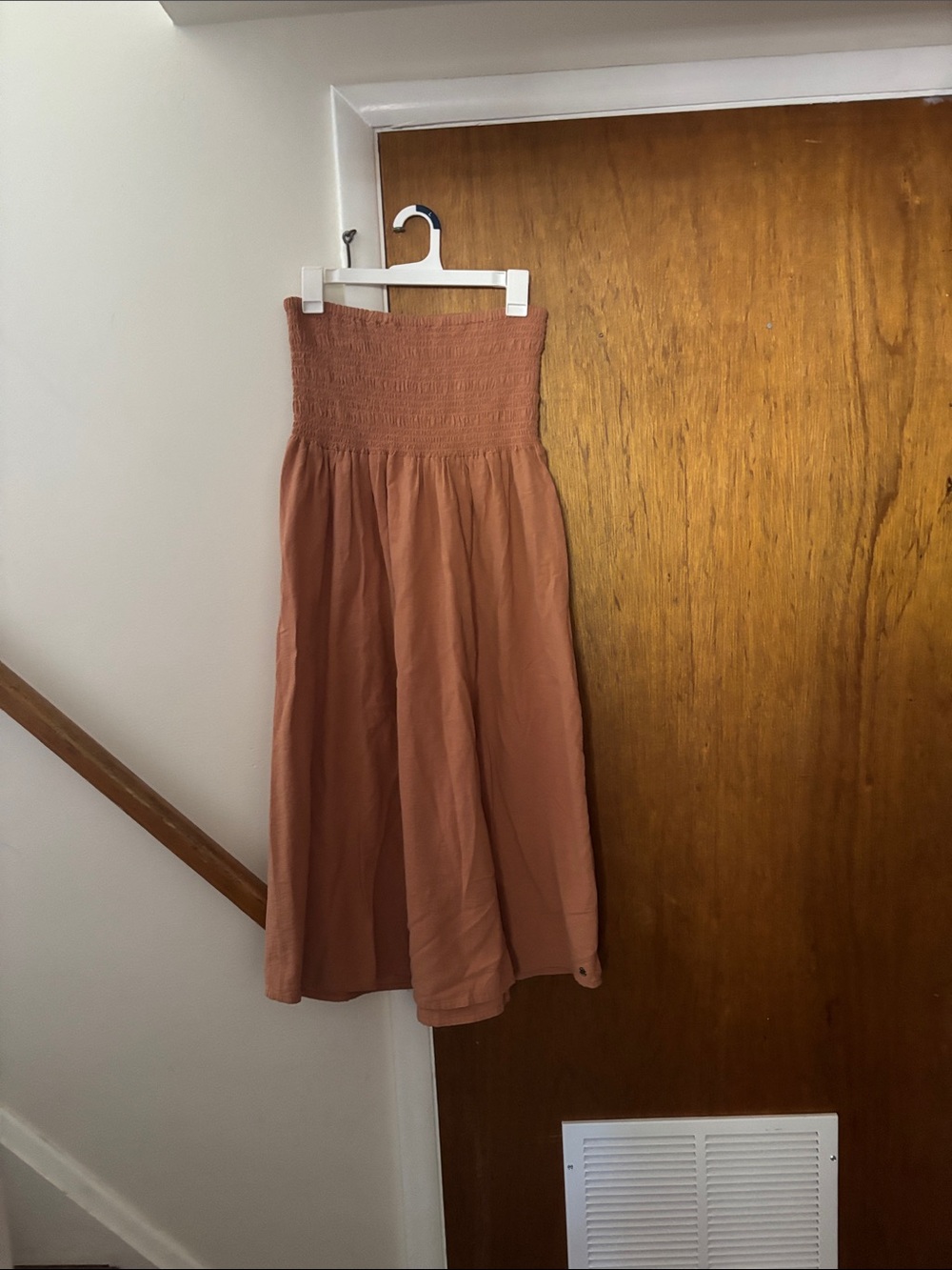 Roxy Smocked Maxi/midi dress in Rust NWT S